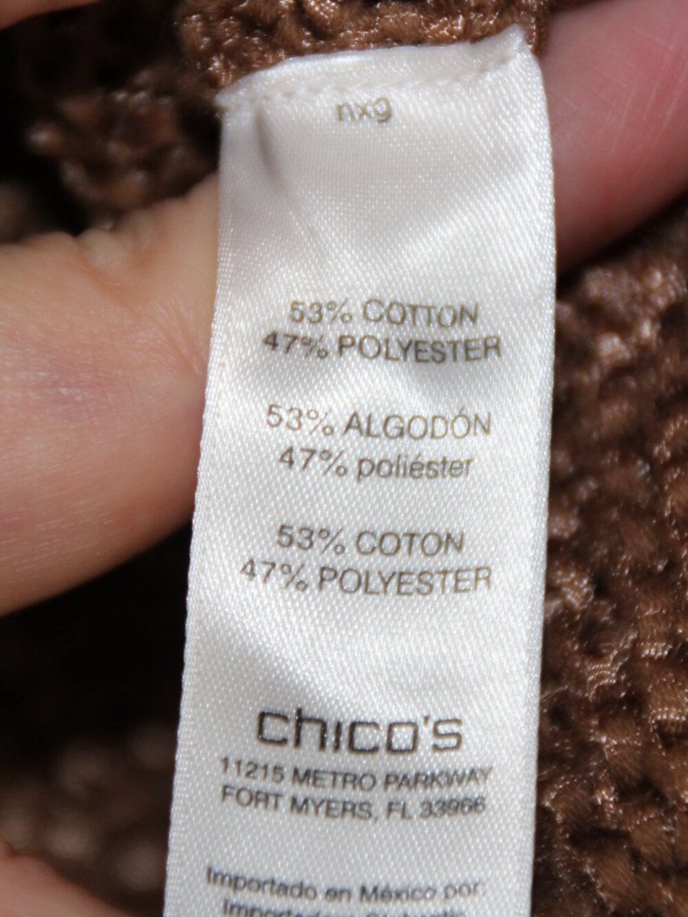 Chico's Round Neck 3/4 Sleeved Tan/Gold Sweater Top Beachy Size 2 L (12/14) - Picture 8 of 9